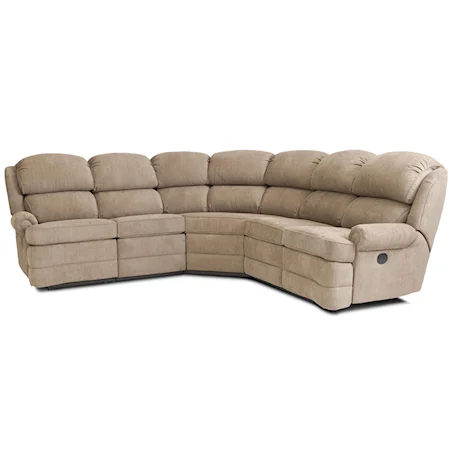 Transitional 5-Piece Reclining Sectional Sofa with Small Rolled Arms